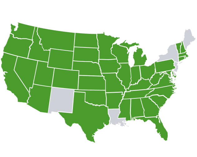 Available across the US. Not available in Connecticut, Louisiana, Maine, New Jersey, New Mexico, New York, or South Dakota.